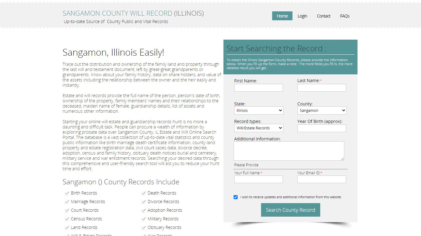 Sangamon County, Illinois Public Will & Estate Records Index