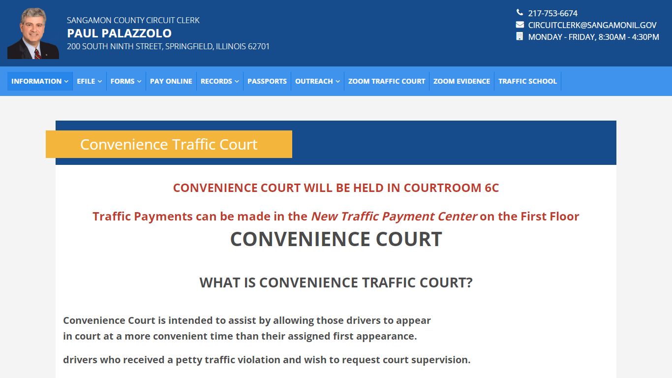 Convenience Traffic Court - Sangamon County Circuit Clerk